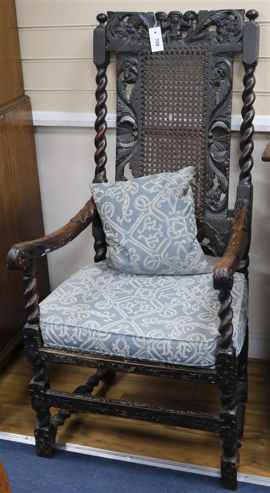 A Charles II walnut carver and a William & Mary walnut chair